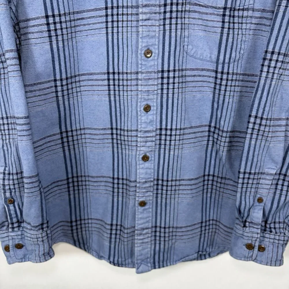 Blake Shelton X Lands End Button Down Flannel Shirt Mens Size Medium Blue Plaid